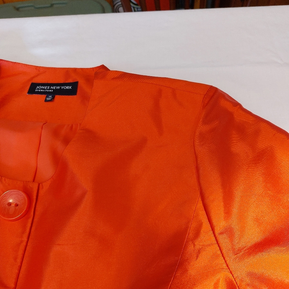 Jones New York Signature Coral Silk Jacket Blazer 14 Like New EUC - Picture 13 of 13